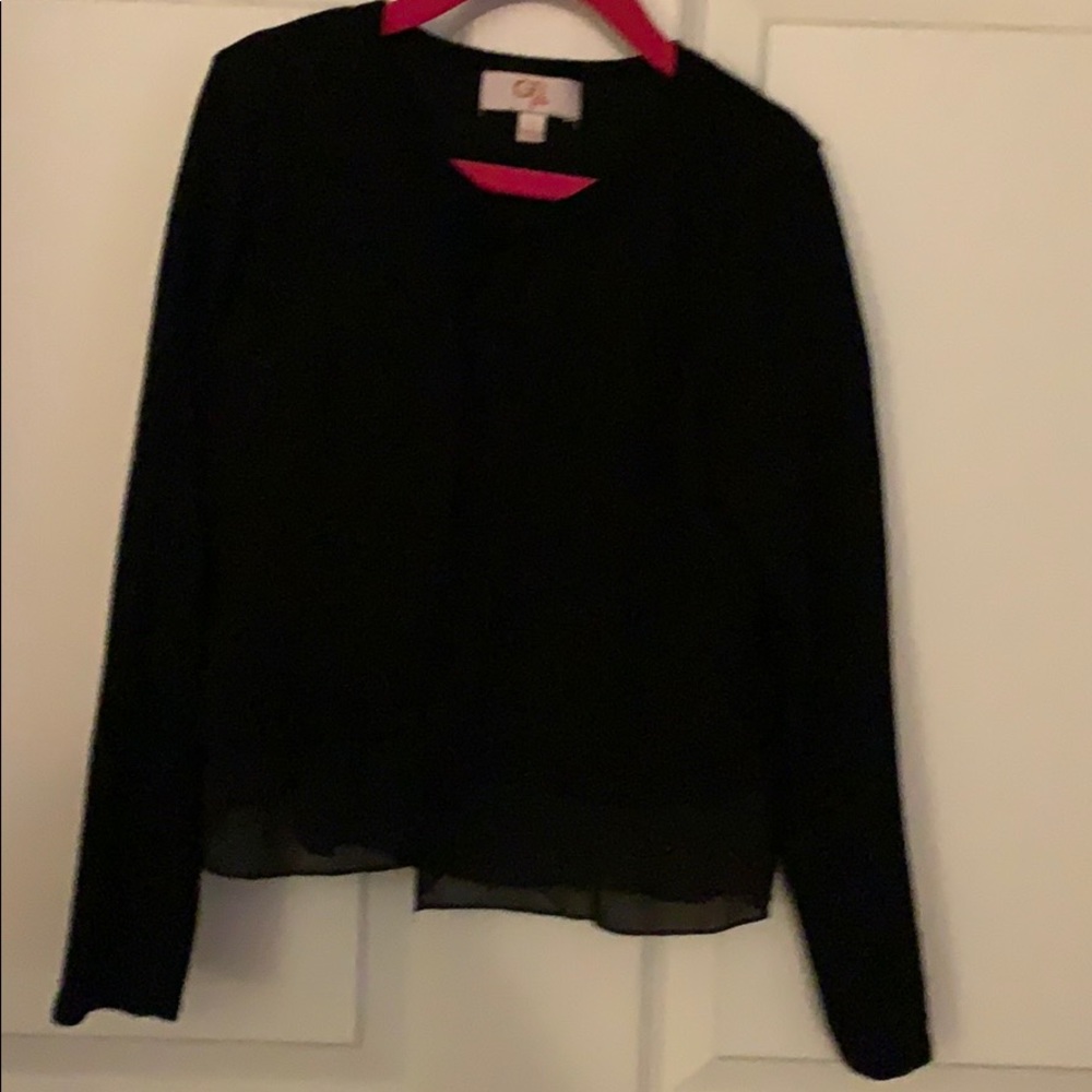 Cardigan with sheer detail at the bottom